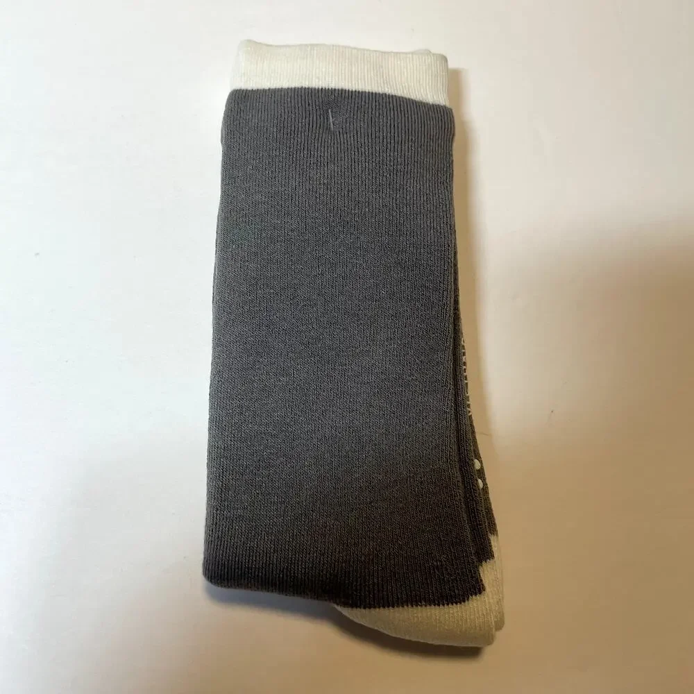 Victorias Secret Slipper Socks Gray White Womens One Size Lined Classic Grippers